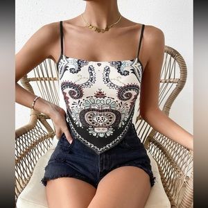 SHEIN VCAY Paisley Print Bandana Hem Cami Top